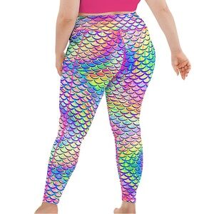 Spacefish Army Scuba Eco-Friendly Psychedelic Mermaid Leggings Size 2X Plus